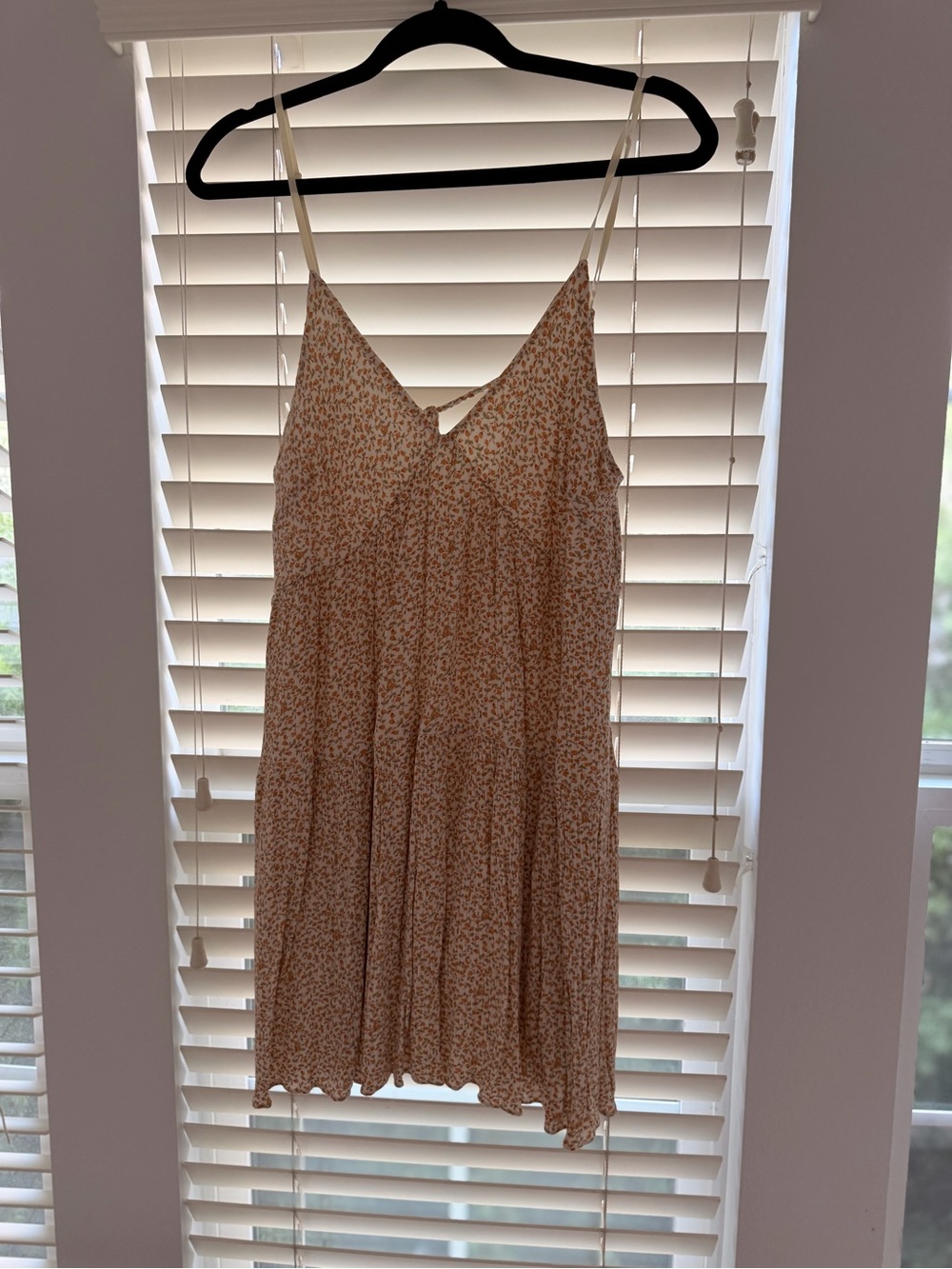 Beige Floral Tiered Spaghetti Strap Sundress - Picture 3 of 6